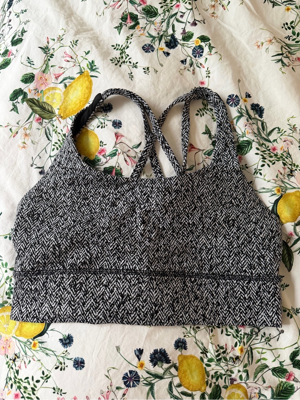 Lululemon Herringbone Black & White Crossback Sports Bra